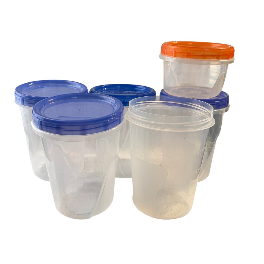 Ziploc Twist n Loc Replacement Bundle 4 Cup 2 Cup Orange Lid Leak Resistant